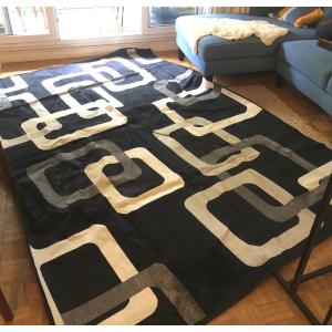 Andrée Putman (1925-2013), Interior Designer. Geometric Rug In Black, Grey, And White.