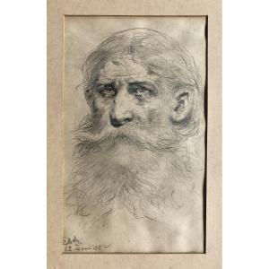 Cesare Felix Dell 'acqua (1821-1905) Drawing Dated 1882