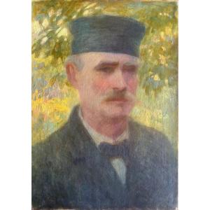 Marcel Poggioli (1882-1969) Corsican Painter, Portrait Of A Man In A Hat, Hst 