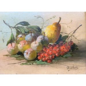 Still Life, Art Nouveau, Oil On Wood Signed Dubois Ii