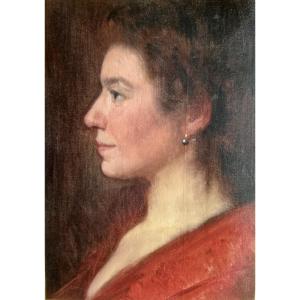 Portrait Of A Young Woman With A Pearl, Oil On Canvas, Art Nouveau