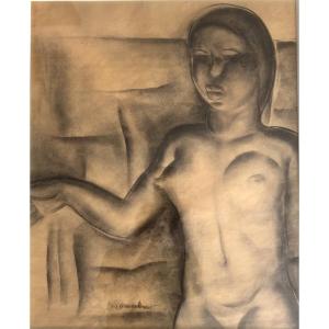 Auguste Mambour (1896-1968) Expressionist Painter, Young African Woman, Art Deco