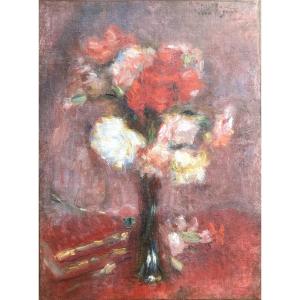 Lucien Mignon (1865-1944) Bouquet Of Flowers, Oil On Canvas