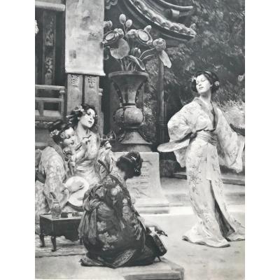 Alois Hans Schram (1864-1919) Austrian Painter, Japanese Art Nouveau Scene