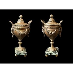 Pair Of 19th Century Covered Cassolettes / Urns.
