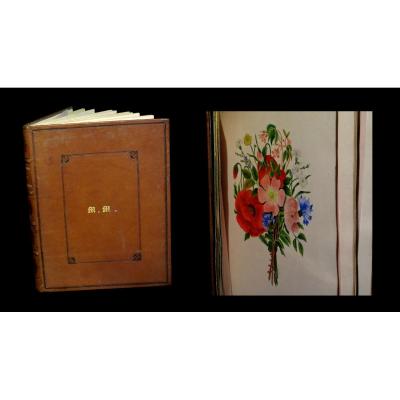 [botanique Binding] Album Of Delicates Original Drawings. 1872.