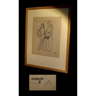 [surrealism Greece Greece Eroticism] Mayo - [drawing Original Signed].