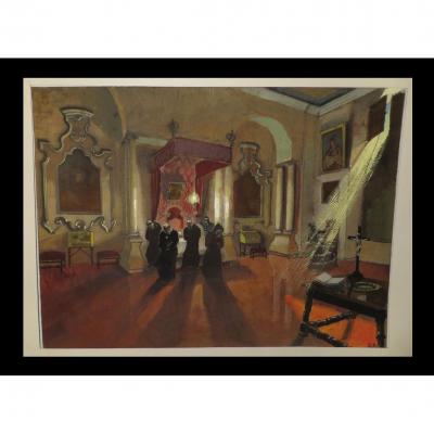 Dumesnil (robert) - [large Watercolor With Gouache Heightened].