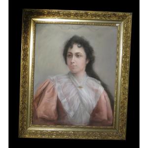 [portrait] Grand Paste XIXth Containing A Young Girl Of Quality.