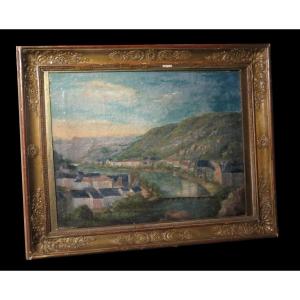 [oil On Canvas XIXth / Hst] View Of A City On The Hillside.