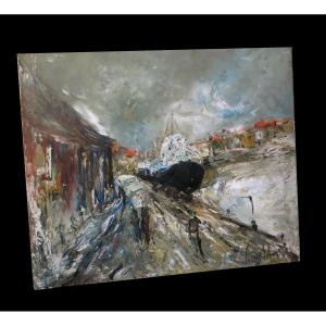 [marine Post-expressionism] Jean-louis Lacaze-laban Oil Canvas, Signed 77x59
