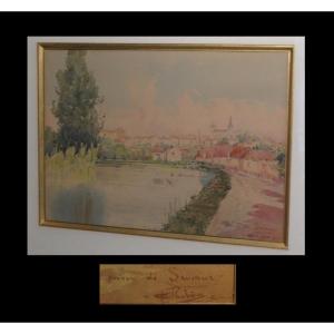 [country Of The Loire Maine-et-loire] [original Watercolor] - Surroundings Of Saumur.