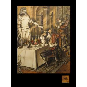 [moliere] Beltz (robert) - [monogrammed Watercolor On Pencil Lines].