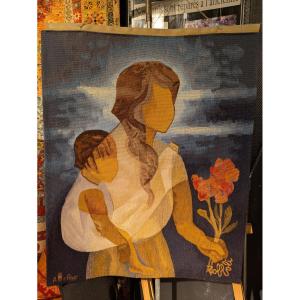 Maternity Tapestry With Flowers By Toffoli - Artist's Proof