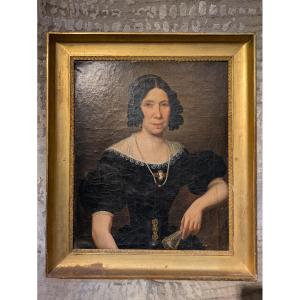 Oil On Canvas Portrait Of An Elegant Woman Signed Albert-emile Artigue End Of The 19th Century
