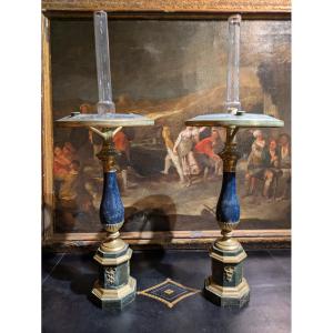 Pair Of Carcel Lamps – 19th Century – Bronze And Painted Sheet Metal
