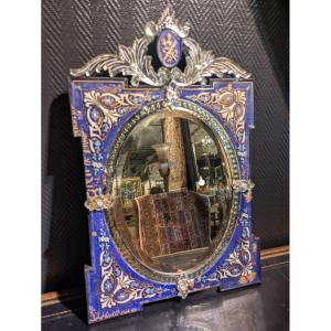Venetian Mirror In Eglomisé Glass And Enamelled Decoration – 19th Century