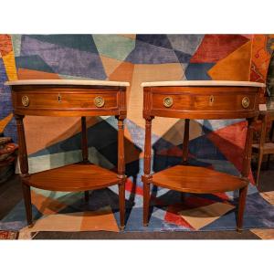  Pair Of Louis XVI Period Mahogany Encoignures - 18th Century