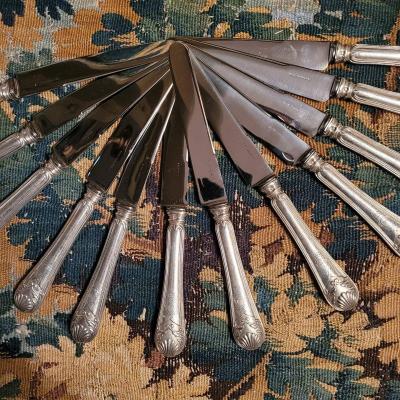 12 Couteaux  Manches Argent  De Puiforcat