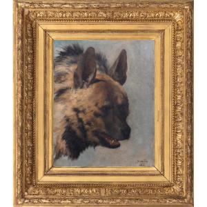 Joseph Mélin (1814–1886) - Hyena Head - Oil