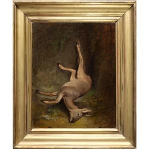 French School, First Half Of The 19th Century - Doe Trophy - Oil