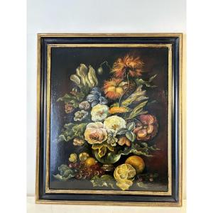 Oil On Panel, Still Life With Peeled Lemon, 20th Century