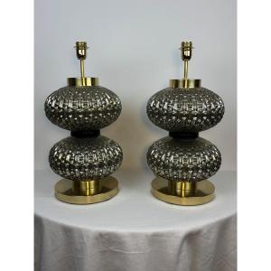 Murano - Pair Of Murano Glass Lamp From The 1980s, Italy