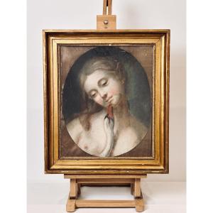 19th Century Pastel - Leda And The Swan - French School