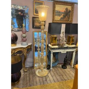 Monumental Italian Neoclassical Floor Lamp By Barovier & Toso - Murano C. 1960