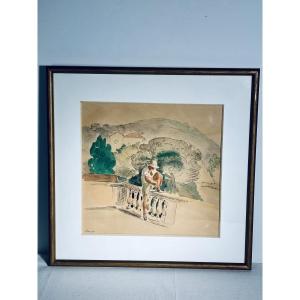 Print Enhaced With Watercolor After Henri Lebasque, France, 20th Century
