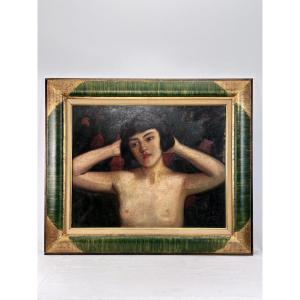 School Early 20th Century, Bust Of A Woman, Oil On Panel, Signed.