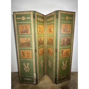 Rare “arte Povera” Folding Screen After Carle Vernet - Directoire / Consulate Period