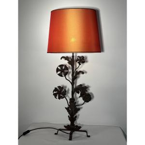 Large Sculptural Lamp Made Of Wrought Iron And Cast Iron - Dutch Work Circa 1930