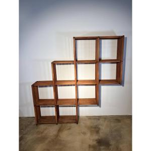 Modular Folding Bookcase, Attributed To Vico Magistretti, Italy Circa 1970
