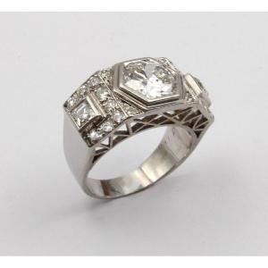 Art Deco Diamond Ring On Platinum