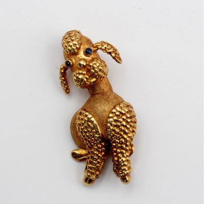 Poodle Brooch In Yellow Gold
