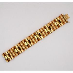 Félicien Moreau - "tank" Bracelet In Two Golds