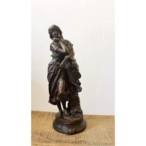 "mignon", Bronze By A. Gaudez, 19th Century