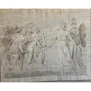 Julien De Parme, Achilles Meets Patroclus, Drawing Dated 1763