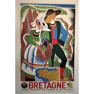 Antique Poster Brittany, Roland Goujon, 1939