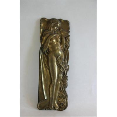 Plate In Low Relief In Bronze, Woman With The Dove