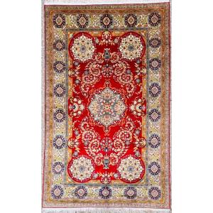 Signed Hereke Carpet Designed In Silk, Turkey, 1940.