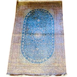 Ghoum Carpet Made In Iranian Silk, Signed, Year 1950.