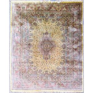 Important Ghoum Carpet In Silk Signed Atelier Imperial, Iran Circa 1970