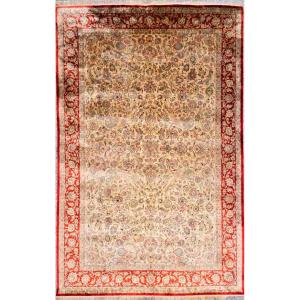 Important Ghoum Silk Rug Signed: Ghoum Ahmadi, 1970.