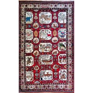 Rare Signed Kirman Laver Rug, Special Order From Dilmagani. 