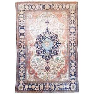 Antique Persian Kashan Mortachem Wool Kork Rug - Late 19th Century