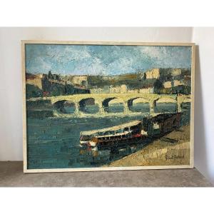 Barges Along The Rhone Signed