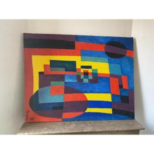 Signed Abstract Painting From 1977