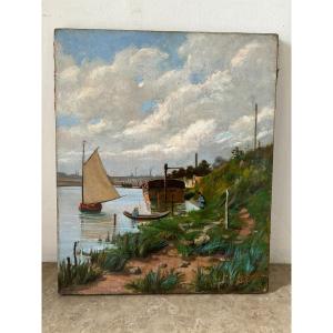 Fishing Scene Signed Bonesi